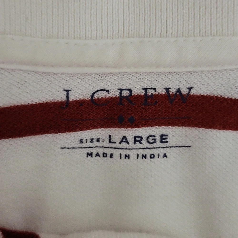 J Crew Mens Large Polo Striped Collar Short Sleeve Cotton Preppy‎ Classic